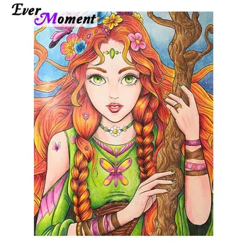 

Ever Moment Diamond Painting Full Square Cartoon Beautiful Girl Mosaic Picture Home Decor Gift For Giving New Arrivals 5L141