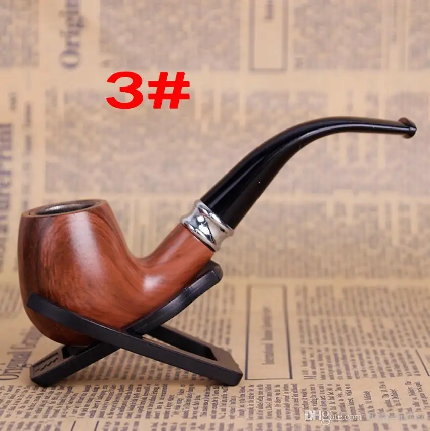 Durable Classic Wooden Smooth Standard chimney Smoking Tobacco Pipe Bent Type black Gift Set 
