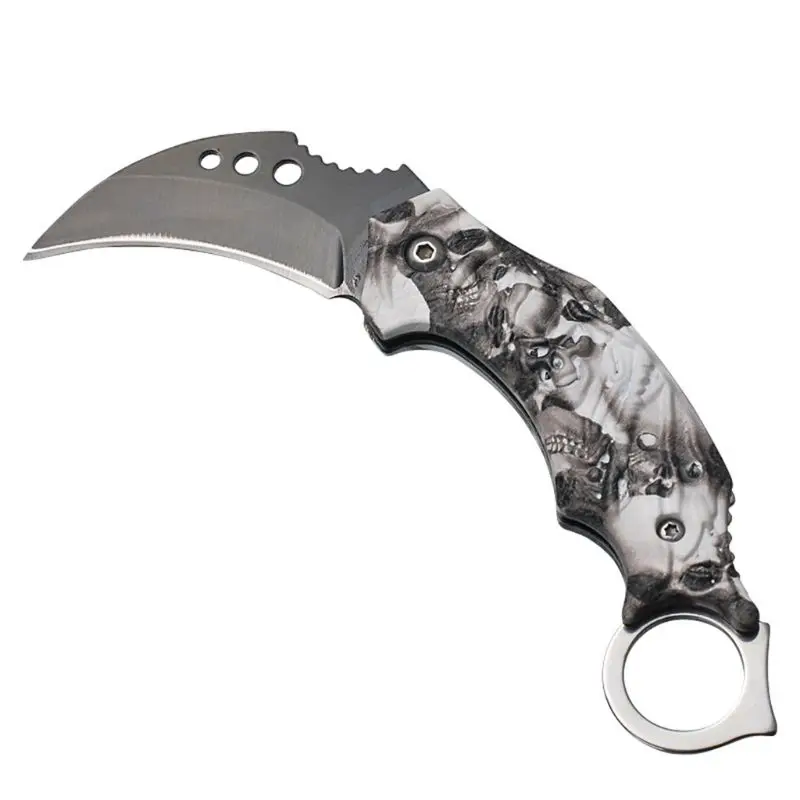 Outdoor Camping Folding Blade Portable Combat Hand Tools Eagle Claw Self-defense Knife with Hanging Hole - Цвет: White