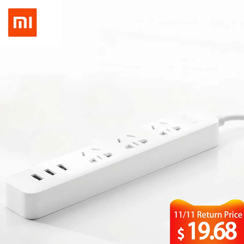 

Original Xiaomi Power Strip Socket with 3 USB 2A Fast Charging Standard Extension Socket Plug safety Power Strip smart home