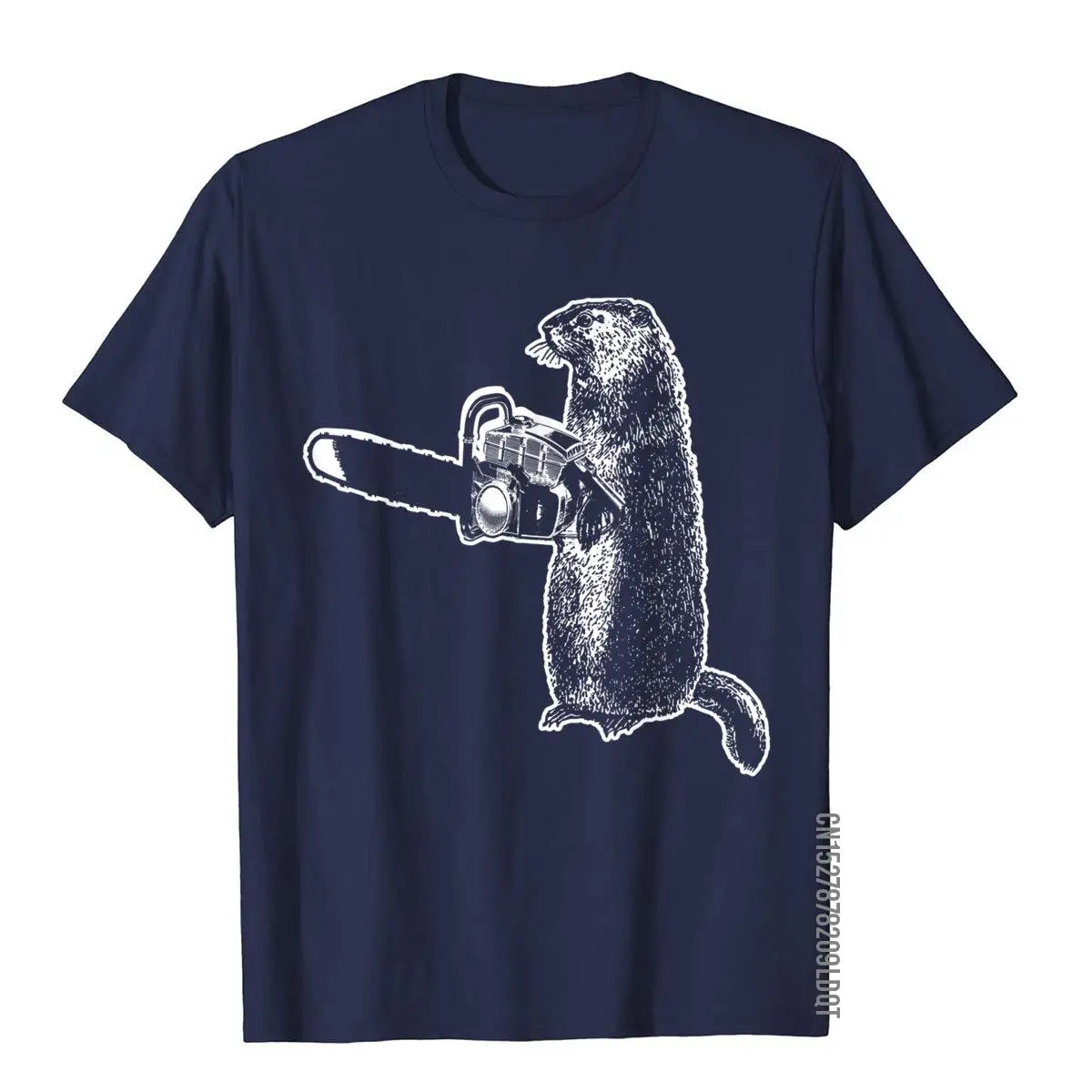 Funny Shirt Woodchuck Groundhog Day Could Chainsaw Wood Tee__B6428navy