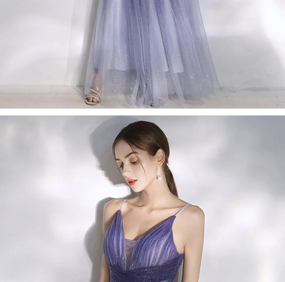 LAMYA Robe De Soiree новые сексуальные платья на тонких бретелях с v-образным вырезом Длинные вечерние платья элегантные тюлевые Abendkleider роскошное платье для выпускного вечера