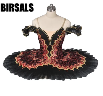 

Spanish Burgundy Black Pancake Tutu Women Professional Ballet Tutu Stage Costume Platter Kids Girls 8941C