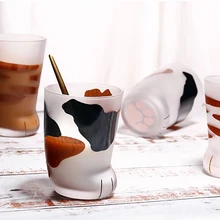 DINIWELL, мультяшная Милая кофейная кружка с котом, креативная прозрачная стеклянная чашка для кошачьего сока, милая чашка для молока, подарок для девушки, чашка с кошачьей лапой