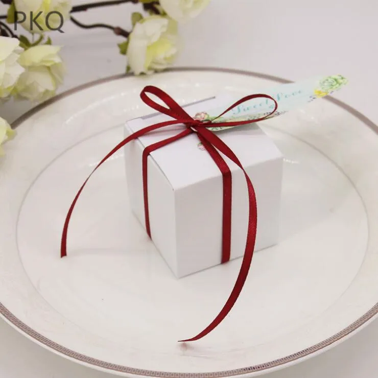 white box 50 шт. белая коричневая бумажная коробка для свадебных подарков Мини-коробка для конфет DIY подарочные коробки для печенья свадебные принадлежности для конфет - Цвет: white box