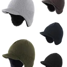 Connectyle зимняя шапка для маленьких мальчиков, пушистая вязаная детская теплая шапка с козырьком, шапка-ушанка, повседневная шапка с черепом