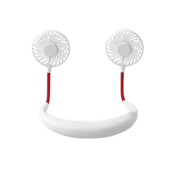 

USB 2000MAh Portable Hanging Neck Sports Fan with Colorful Led Light Headphone Design Mini Cooler Wearable Neck Fan