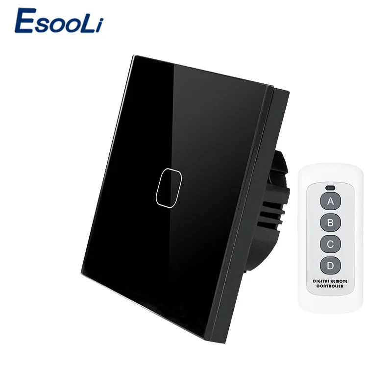 2Gang Remote B White Стандарт ЕС/Великобритания сенсорный выключатель 1 банда 1 способ, настенный сенсорный выключатель света, Хрустальная стеклянная панель переключателя, беспроводной пульт дистанционного управления - Цвет: 2Gang Remote B White