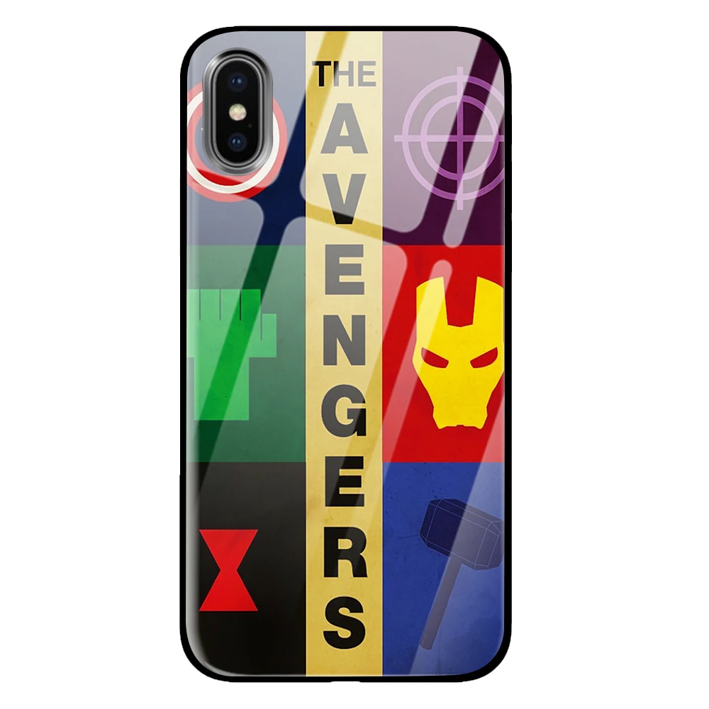 Для Мстителей роскошный чехол из закаленного стекла для iPhone 5 5S 6 6s 7 8 Plus X XS XR 11 Pro Max - Цвет: 2