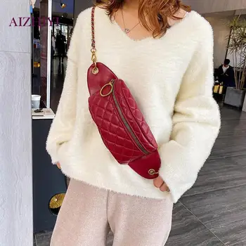 

Women Fashion Pure Color Fanny Waist Pack Female Casual Simple Chain Zipper Shoulder Crossbody Chest Bags