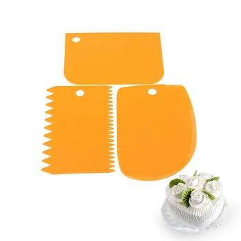 

3PCS Multifunction Cake Spatula Baking Pastry Tools Blade Smoother Fondant Scraper Kitchen Bake Decorating Accessories