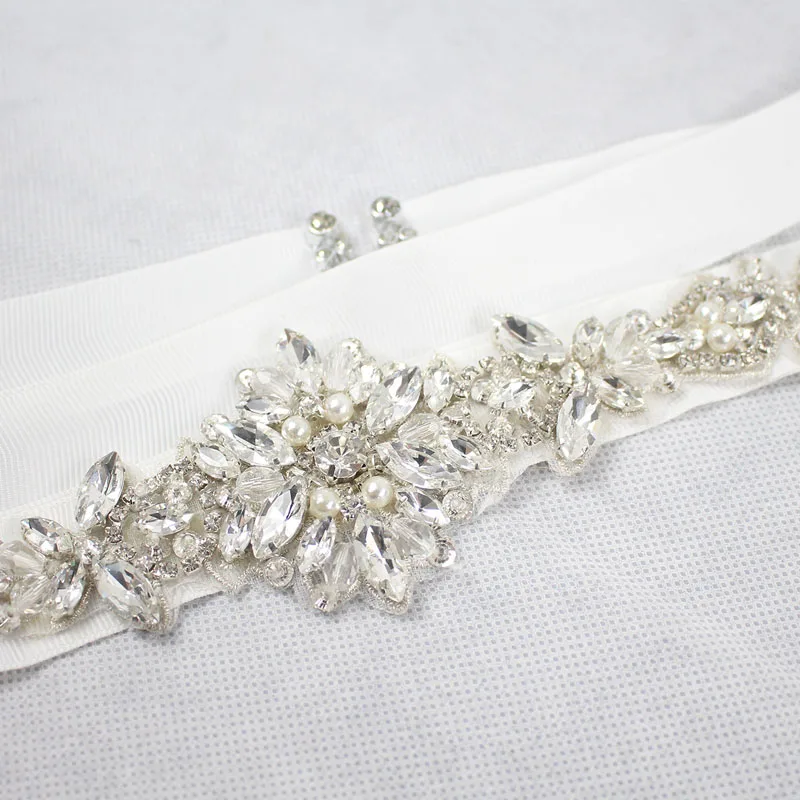 Ivory Color Belt SLBRIDAL Свадебные аксессуары жемчуг свадебный пояс атласные Стразы вечернее платье для выпускного вечера пояс Свадебная лента пояс подружки невесты для женщин - Цвет: Ivory Color Belt