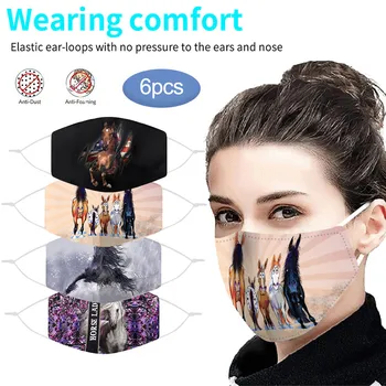 

6pcs mascarillas Adult Christmas Unisex Exhaust Sunscreen Face Mask Breathable Cycling Mask reusable washable Masque Respirator