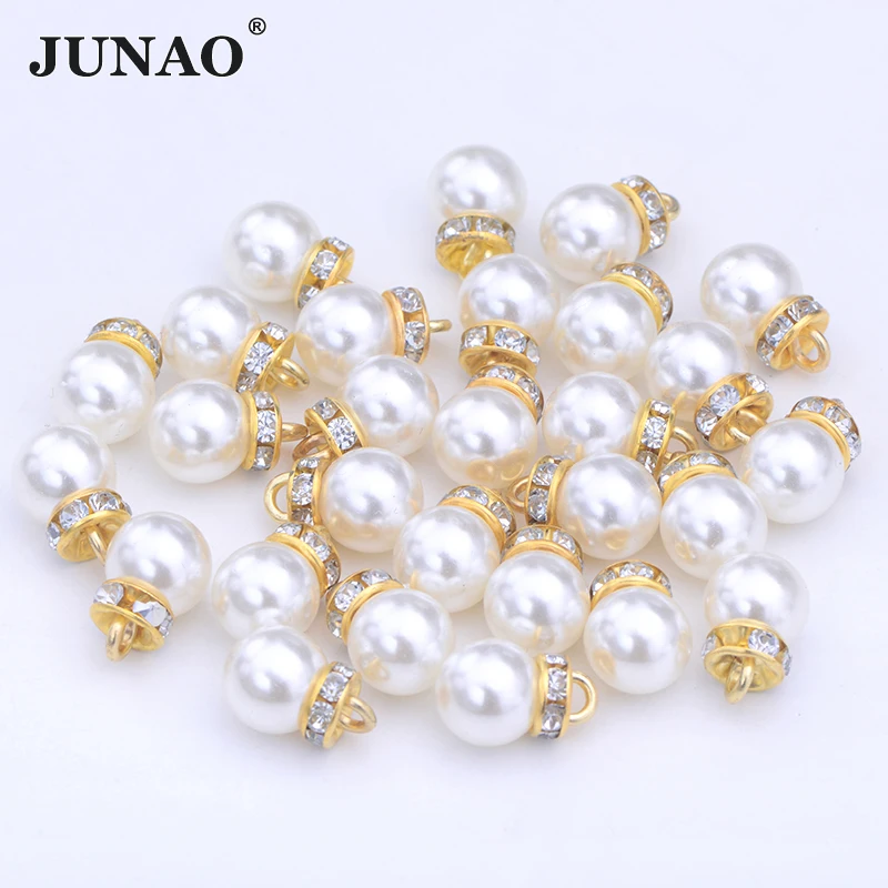 JUNAO 20pcs 8*15mm Sewing White Pearl Beads Teardrop Pearl Applique Decoration Bracelet Pendant Beads for Clothes Jewelry Making