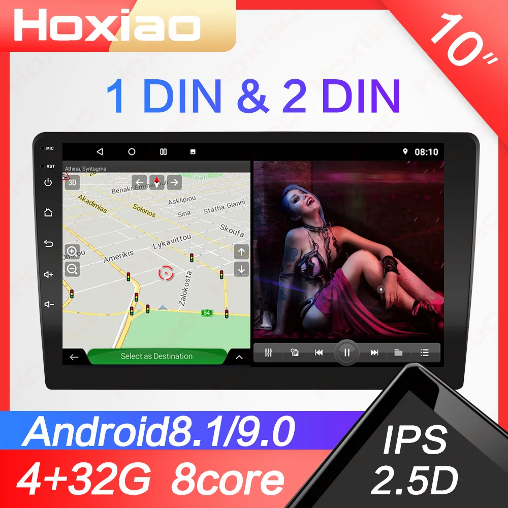 

1 DIN embedded Android 8.1 or 9.0 2 din Car Radio Player with 2.5D Touch Screen RDS DAB BT GPS 10 "HD Car Audio 2DIN navigation