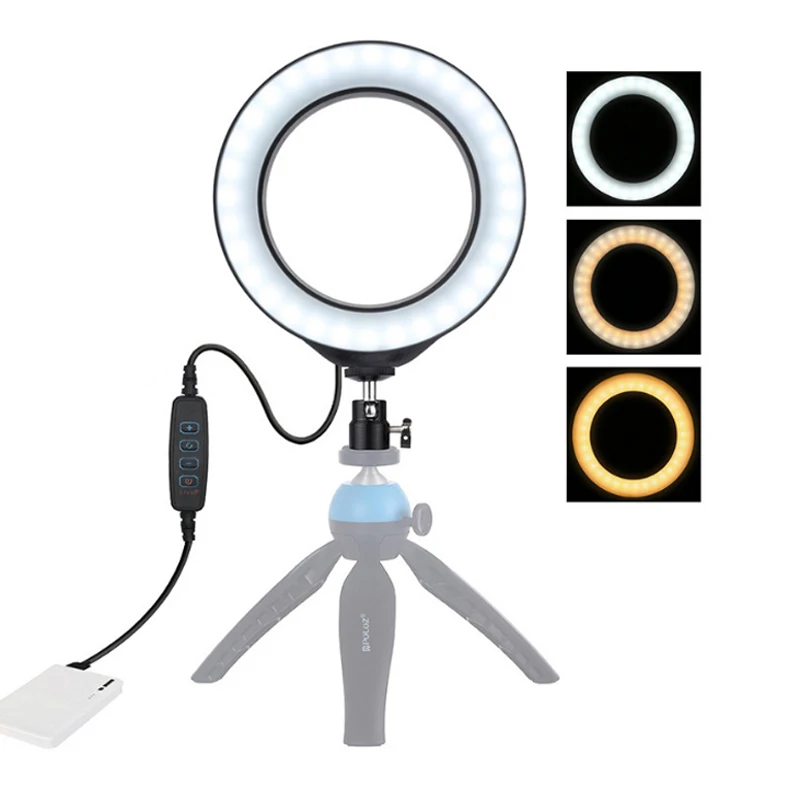 Кольцевой светильник для селфи, 16 см, светодиодный светильник для фотосъемки, вспышка, светильник с регулируемой яркостью, для макияжа, видео, для студии, штатив, USB разъем, зарядка