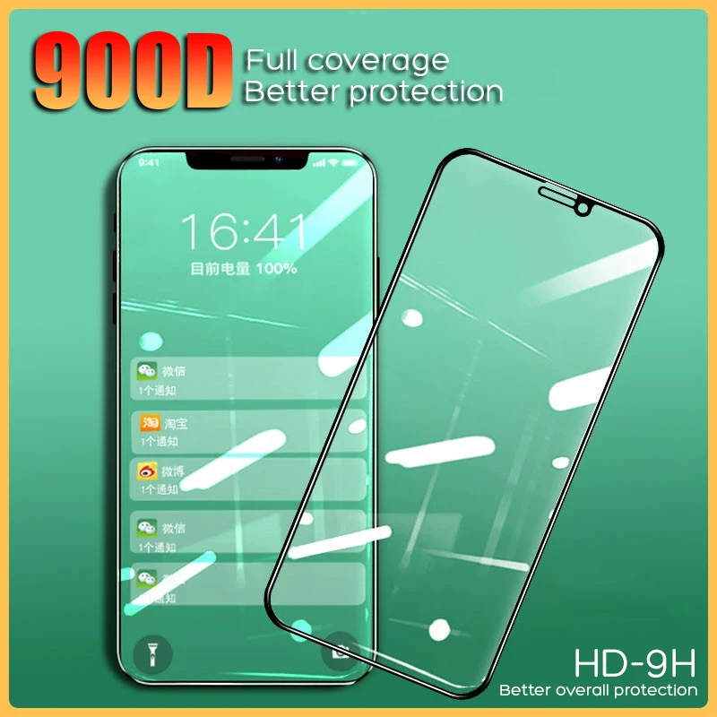 

900D Protective Glass On The For iPhone 11 Pro XS Max X XR Green Light Screen Protector For iPhone 7 8 9 6 Plus SE2 HD-9H Glass