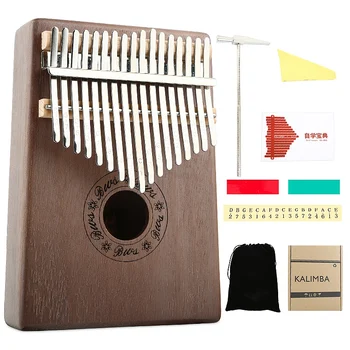 

New Kalimba 17 Key Thumb Piano Wood Mahogany Calimba Body Musical Instruments Mbira Kalimba with Learning Book Tune Hammer