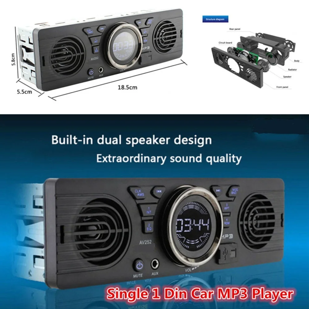 Bluetooth автомобильный стерео аудио FM Aux вход Встроенный 2 динамика USB MP3 радио плеер абсолютно и высококачественный