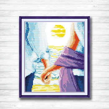 

Blue Love hand in hand sea DMC 14CT 11CT Cross Stitch kits embroider needlework Sets Handmade Art chinese cross stitch DIY