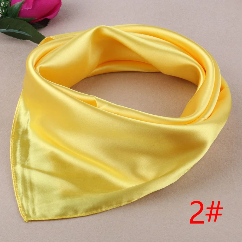 60cm*60cm Women Silk Feel Satin Square Scarf Small Plain Neckerchief Scarf Bandana 6