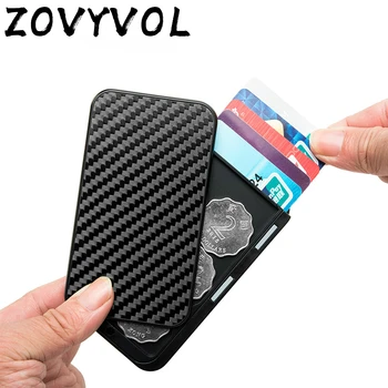 

ZOVYVOL Carbon Fiber Aluminum Card Holder Multi RFID Blocking Money Bag Security Smart Wallet Cartera Feminina Tarjetero 2020