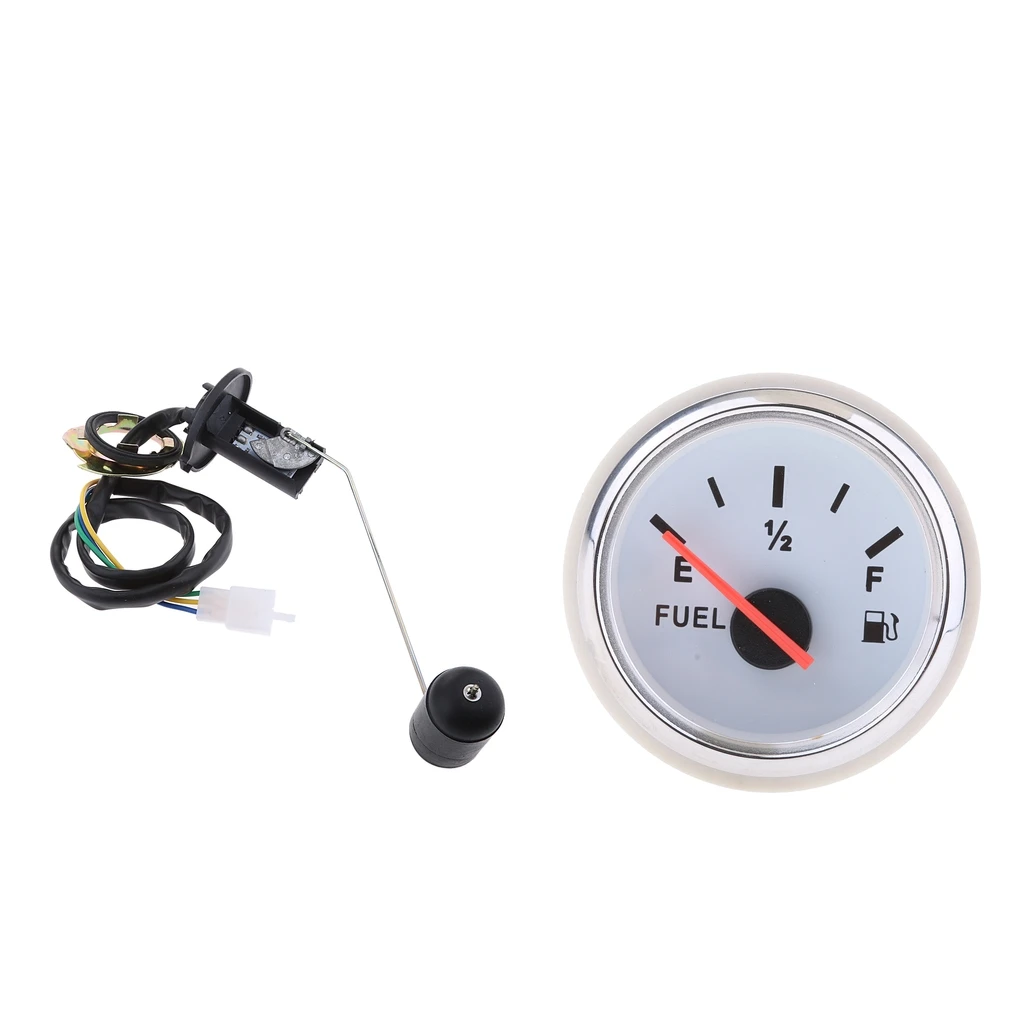2 inch 52mm Marine Dash Mounted Fuel Lever Gauge & Sensor  - E-1/2-F Indicating Range (33 to 240ohm)