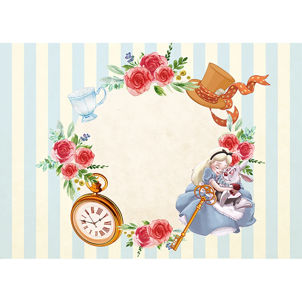 Allenjoy день рождения Фотофон баннер Чай Вечерние принцесса цветы часы детский душ фон Сказочный Настенный декор фон