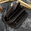 Retro Crazy Horse Leather Purse for Men Clutch Purse Double Zipper 24 Cards Clutches Vintage Woman Genuine Leather Long Wallet 5