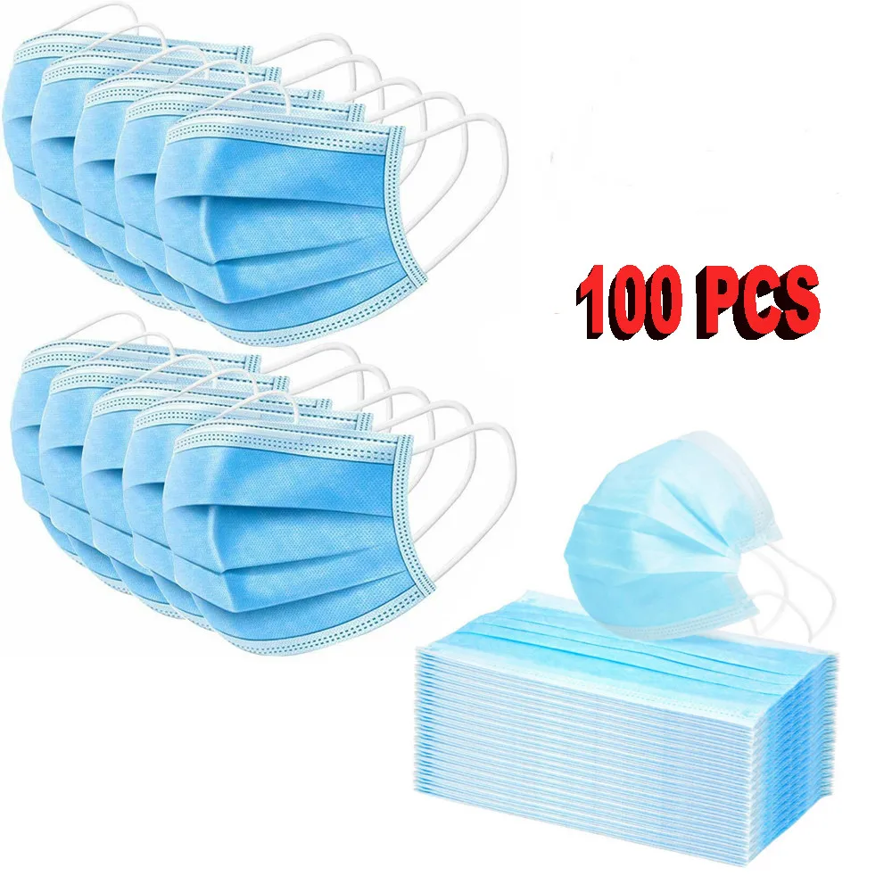 

10PCS/100PCS Face Mouth Mask Anti Virus Mask Disposable Protect 3 Layers Filter Earloop Non Woven Mouth Mask In Stock pm2.5 mask
