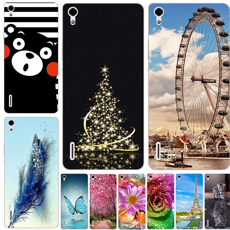 Роскошный чехол с рисунком для huawei Ascend P7 P7-L00 P7-L05 P7-L10 P7-L11 арт для телефона с рисунком "Цветы" Обложка розового принципиально милые животные Coque