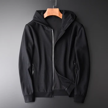 

New Double Compound Fabric Male Jacket Luxury Hooded Mens Jackets And Coats Spring Fashion Slim Jackets For Men Plus Size 4XL
