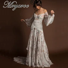 Mryarce уникальное цветочное шифоновое цветочное богемное шикарное свадебное платье с открытыми плечами с открытой ногой богемное свадебное платье