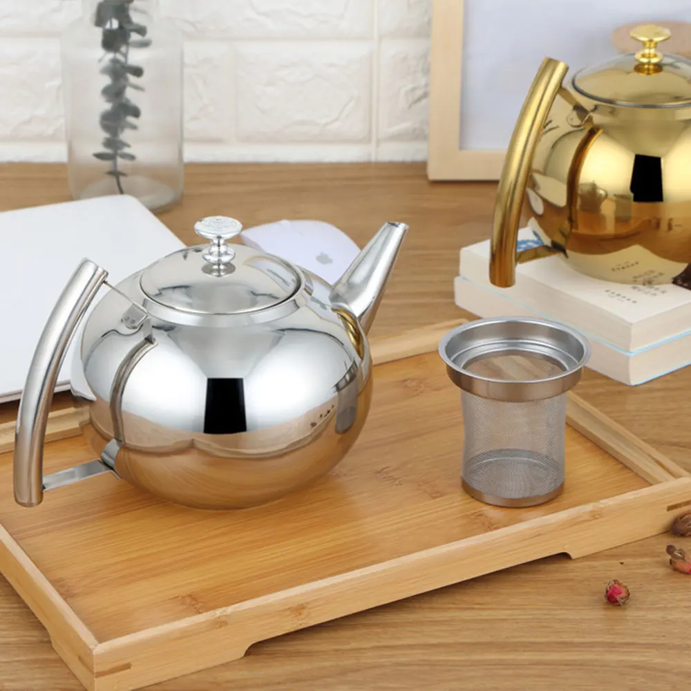 

1.5L/2L Stainless Steel Teapot Tea Set Coffee Pot Teapot With Filter Hotel Restaurant Home Cooker Kettle Teapots Afternoon Tea