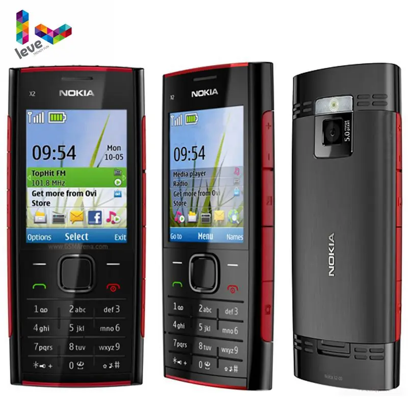  Original Unlocked Nokia X2-00 Mobile Phone Bluetooth FM MP3 MP4 Player Nokia X2 Support Russian Key