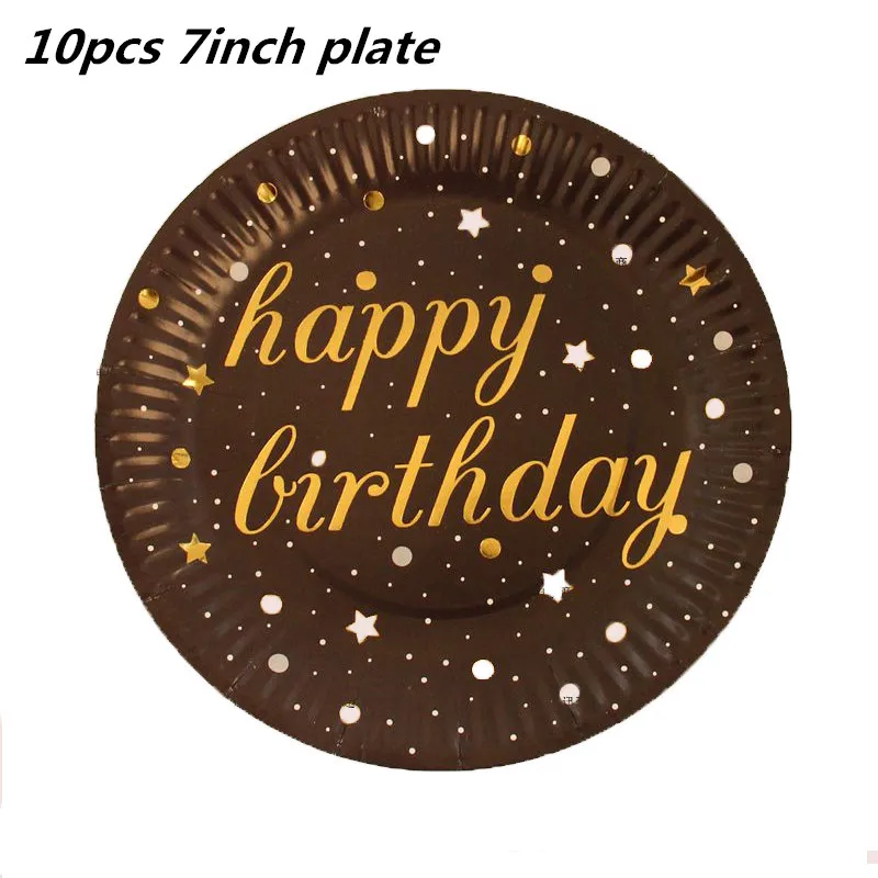 10 шт одноразовая посуда набор Одноразовая бумажная тарелка соломенная чашка золотой черный красный для свадьбы День рождения украшения вечерние принадлежности - Цвет: 10pcs 7inch plate