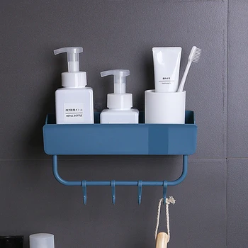 

Bathroom Multi-function Racks Household Punch-free Plastic Storage Wall-mounted Rack Toilet Hook Large Capacity Storage Holder