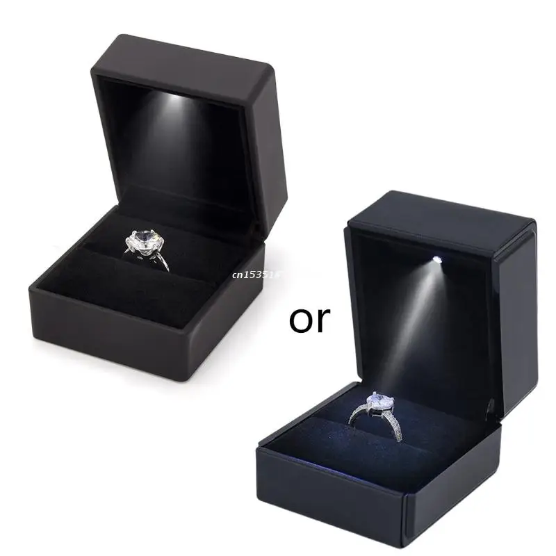 

LED Lighted Earring Ring Gift Box Jewelry Display Holder Wedding Engagement Ring Case Dropship