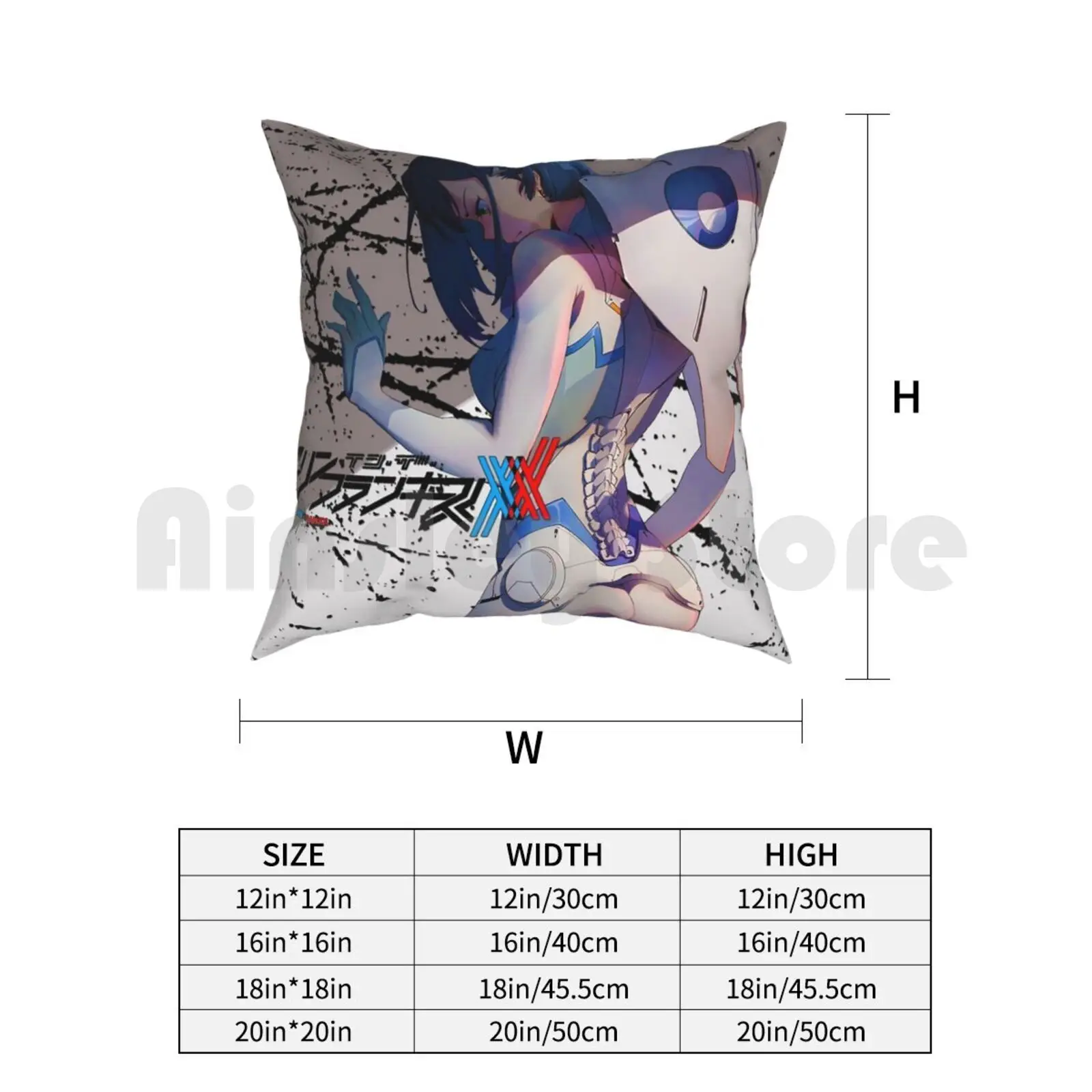 Ichigo Darling In The Franxx ( Mech Suit ) Pillow Case Printed Home Soft DIY Pillow cover Ichigo Zero Two Darling In The