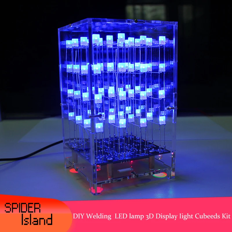 

Led Kit Cubeeds DIY 4*4*4 DIY Electronic Kit 3D Light Two Colors LED DIY PCB Board Kit Set with Acrylic Case for Arduino