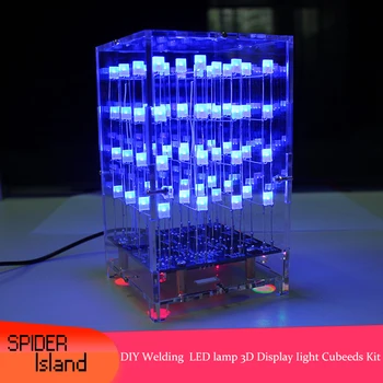 

Led Kit Cubeeds DIY 4*4*4 DIY Electronic Kit 3D Light Two Colors LED DIY PCB Board Kit Set with Acrylic Case for Arduino