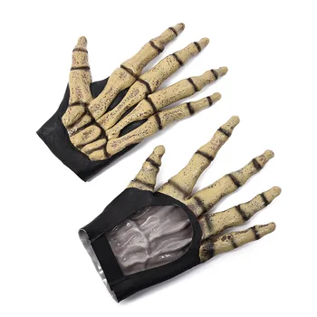 

Women Men Halloween Cosplay Werewolf Gloves Unisex Fashion Imitation Wolf Claw Gloves Rubber Skeleton-shaped Full Finger Mittens