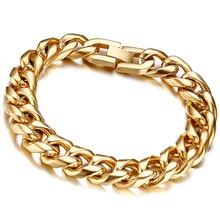Золотые браслеты из нержавеющей стали, мужские кубинские звенья, цепочка на руку, серебряные брелоки, браслет, подарки для мужчин, аксессуары в стиле рок-панк