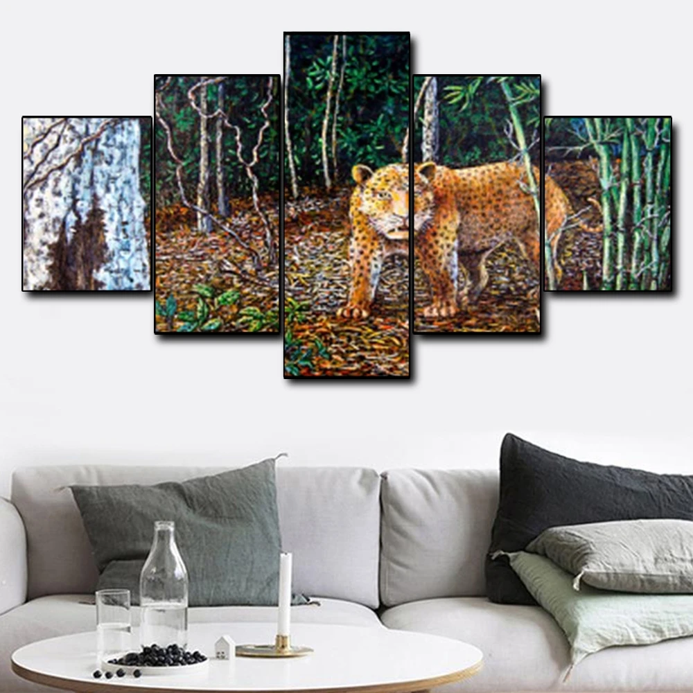 Canvas Art Oil Painting Leopard in the jungle Art Poster Picture Wall Decor Modern Home Decoration For Living room Office Canvas Art Oil Painting Leopard in the jungle Art Poster Picture Wall Decor Modern Home Decoration For Living room Office