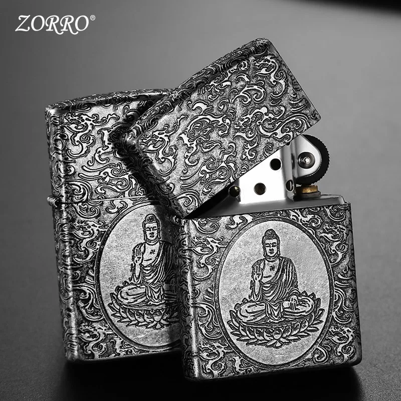 Zorro kerosene custom wind proof lighter Xiangyun Buddha personality creative lighter for boyfriend birthday gift man