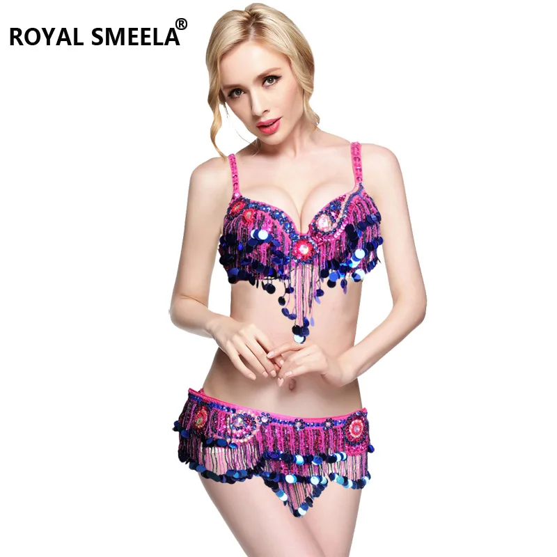 2020 New Women's belly dance set costume belly dancing clothes Sexy Night dance bellydance Carnival Tops Chain BRA Belt WY8610