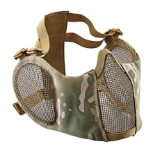 Tactical Airsoft Masks Metal Steel Net Mesh Protect Ears Mask Field Hunting Military War Games Tactical Shooting Paintball Mask
