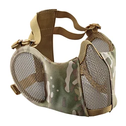 Tactical Airsoft Masks Metal Steel Net Mesh Protect Ears Mask Field Hunting Military War Games Tactical Shooting Paintball Mask