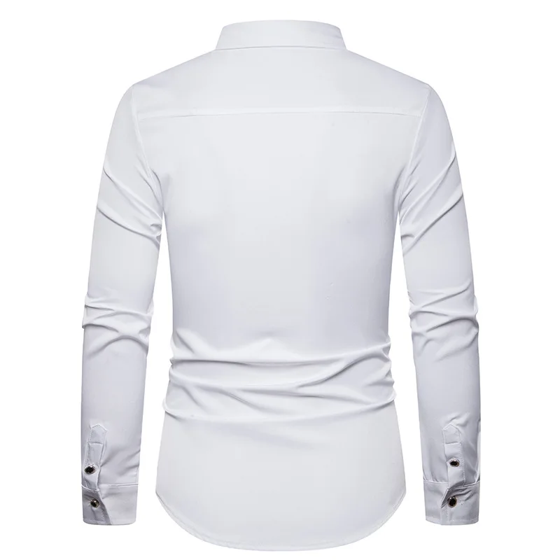 Мужские рубашки Slim Fit с длинным рукавом Новые повседневные рубашки с вышивкой в виде черепа розы Camisa, мужские рубашки в западном стиле, уличная одежда
