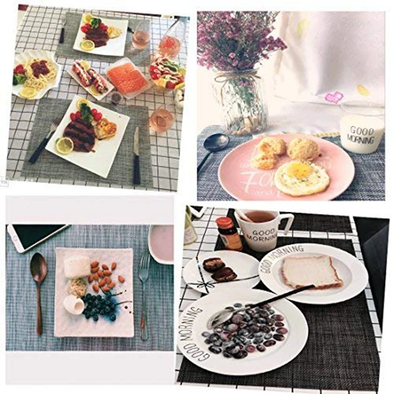 Placemats Gray Place Mats Placemats Wipeable Easy To Clean Table Placemats Set Of 6 for Dining Kitchen Restaurant Table
